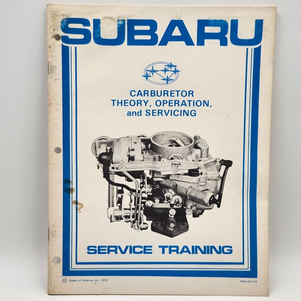 Subaru 1979 Service Training Manual Carburetor Theory Operation Servicing